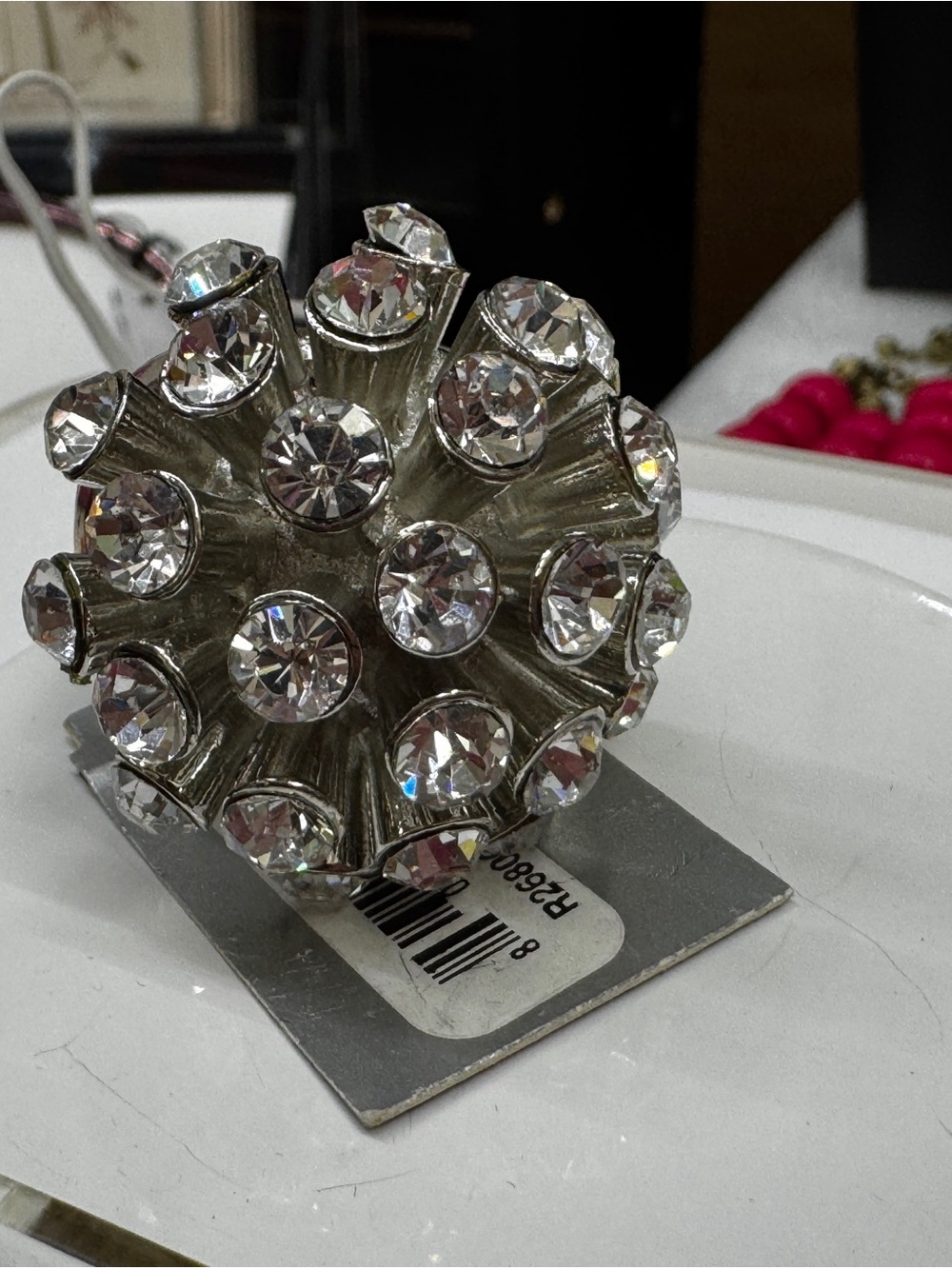 Sparkling Clear Crystal Burst Ring - Silver Tone